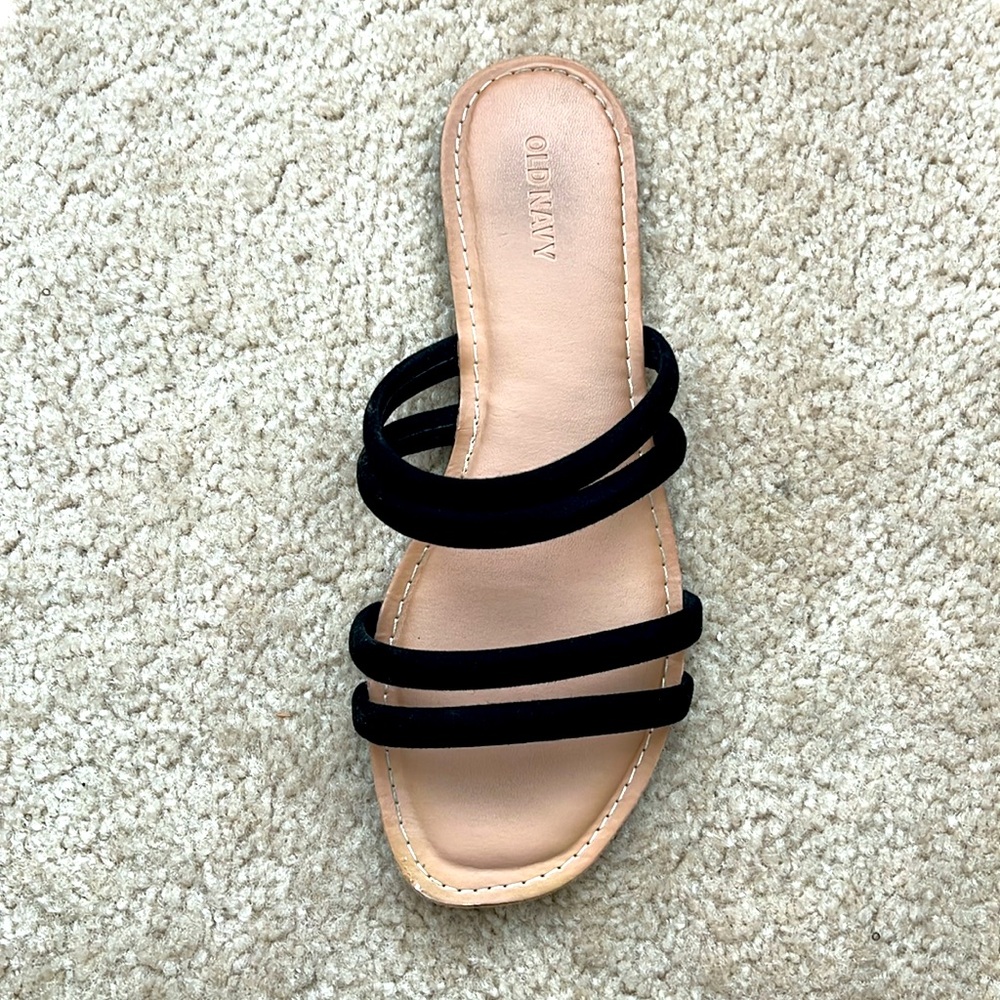 Women’s OLD NAVY Black Strappy Slide Sandals Size 7